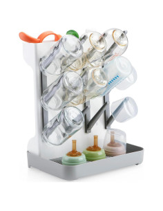Soporte para Secar Biberones PandaEar Gris, Vertical y Compacto