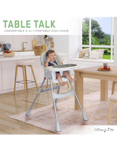Silla Alta Portable 2-en-1 Dream On Me Gris - Convertible y Compacta 2