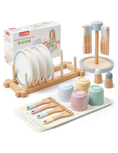 Juego de Cocina de Madera Lonico para Niños 3-6 Años