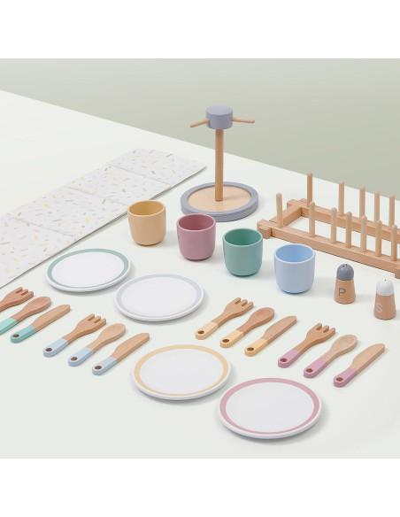 Juego de Cocina de Madera Lonico para Niños 3-6 Años