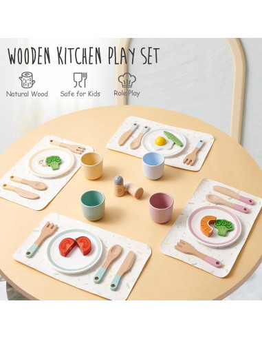 Juego de Cocina de Madera Lonico para Niños 3-6 Años