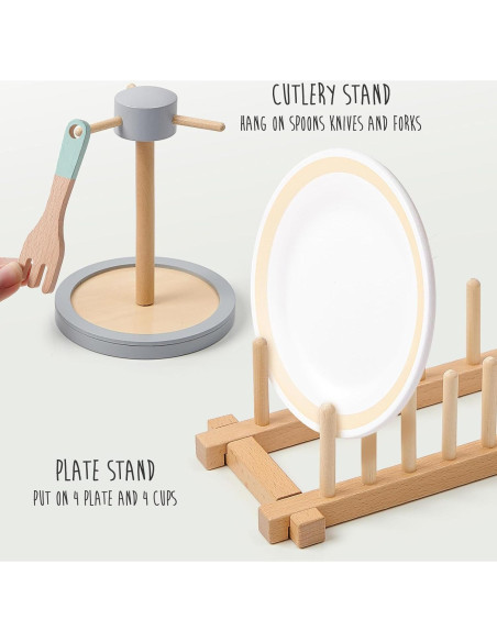 Juego de Cocina de Madera Lonico para Niños 3-6 Años