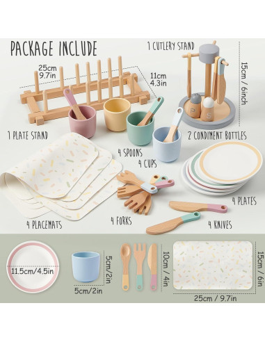 Juego de Cocina de Madera Lonico para Niños 3-6 Años