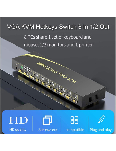 Interruptor KVM Automático 8 Puertos VGA eKL EKL-81U