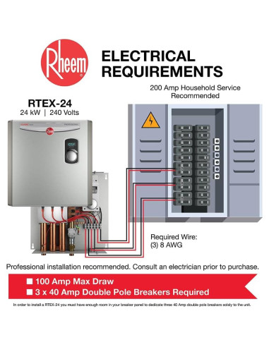 Calentador de Agua Eléctrico Sin Tanque Rheem RTEX-24 24kW 240V
