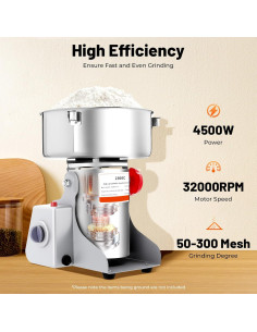 Molino de Grano Eléctrico Fifizoo 4500W 2.5kg Acero Inoxidable 2