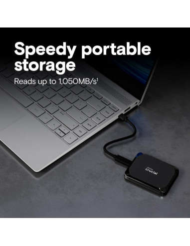 Crucial X9 2TB SSD Portátil USB-C, 1050MB/s, Resistente al Agua
