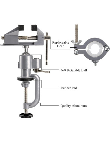 Morsa de Mesa Fasmov 2 en 1 Ajustable 360 Aluminio 0.99kg