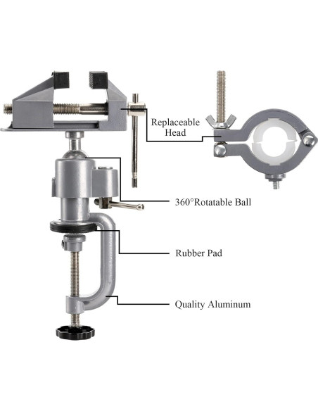 Morsa de Mesa Fasmov 2 en 1 Ajustable 360 Aluminio 0.99kg
