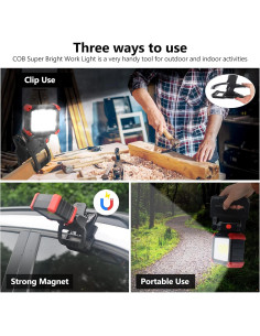 Luz de Trabajo LED COB Recargable Tresda 2100 Lúmenes 2Pack 2