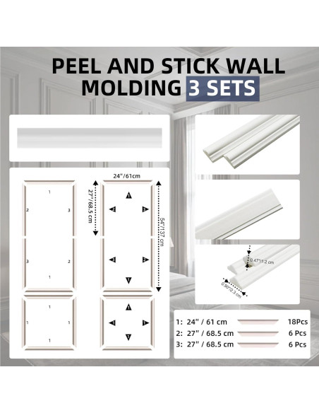 Kit de Molduras de Pared Autoadhesivas Kingump 30 Piezas