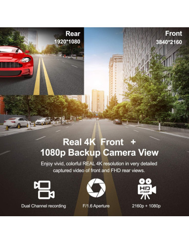 Cámara de tablero RexingUSA V1P Max 4K UHD, GPS, Wi-Fi, visión nocturna