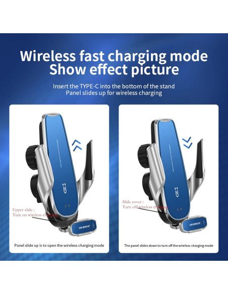 Soporte Cargador Inalámbrico para Auto LFNOWN 15W Azul