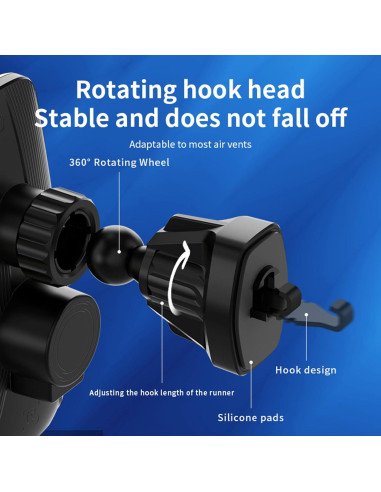 Soporte Cargador Inalámbrico para Auto LFNOWN 15W Azul
