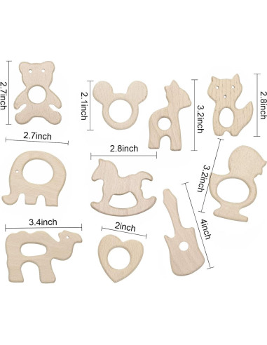 Juguetes de Dentición Penta Ángel 10 Piezas Madera Natural