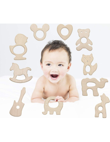 Juguetes de Dentición Penta Ángel 10 Piezas Madera Natural