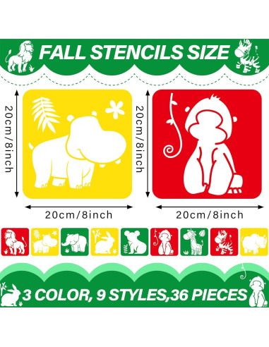 36 Plantillas de Dibujo de Animales de la Selva Qyeahkj 20.32 cm