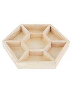 Bandeja de Madera Hexagonal Hammont - 3 Piezas - 21.6 cm