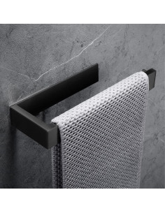 Soporte de Toalla Autoadhesivo Hallyware Acero Inoxidable Negro Mate 2