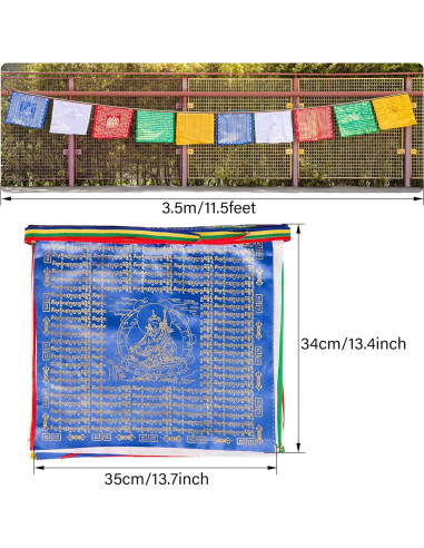 Conjunto de Banderas de Oración Tibetanas ZenBless - 10 Banderas 34.8x34cm