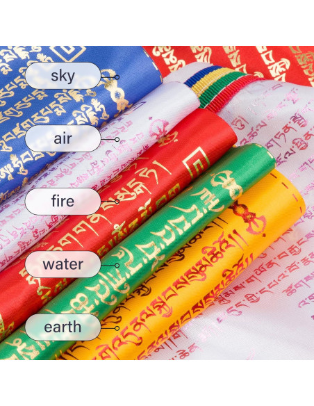Conjunto de Banderas de Oración Tibetanas ZenBless - 10 Banderas 34.8x34cm