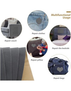 6 Piezas Parche Autoadhesivo Terciopelo Janinka 30x20cm Gris 2