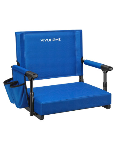 Asiento de Estadio VIVOHOME Plegable con Soporte y Cojín Azul