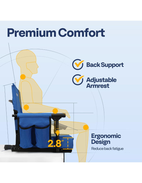 Asiento de Estadio VIVOHOME Plegable con Soporte y Cojín Azul