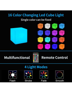 Luz LED Cubo 12.7cm RKDTX con Control Remoto, 16 Colores 2