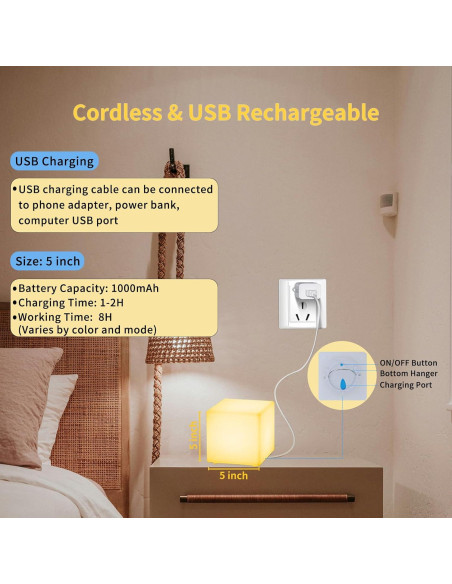 Luz LED Cubo 12.7cm RKDTX con Control Remoto, 16 Colores