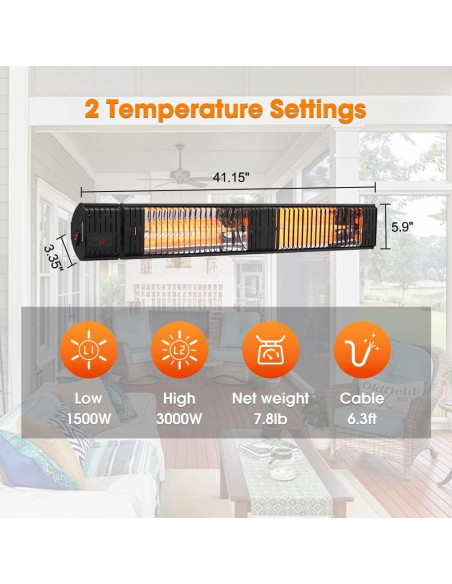 Calentador de Patio Infrarrojo ThermoMate EIH3000B 3000W