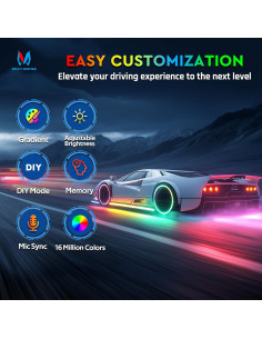 Luces de Acento Neon RGB+IC MICTUNING 8 Piezas 12V 2