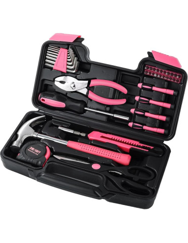 Juego de Herramientas Wrenzo 39 Piezas Rosa para el Hogar