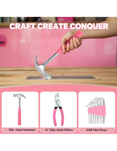 Juego de Herramientas Wrenzo 39 Piezas Rosa para el Hogar