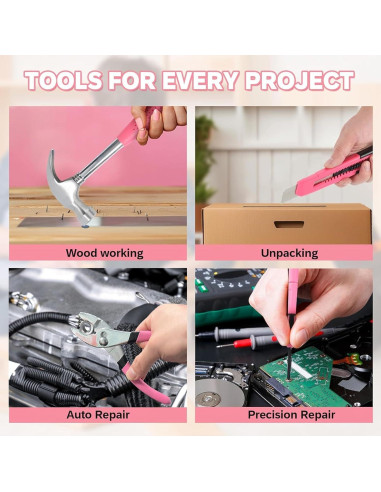 Juego de Herramientas Wrenzo 39 Piezas Rosa para el Hogar