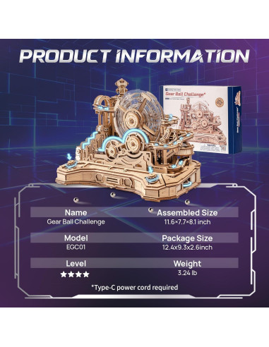 Rompecabezas 3D ROKR Máquina de Pinball DIY - Juguete de Madera