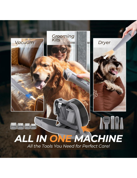 Aspiradora y Secadora para Perros KungFuPet 3 en 1 15000Pa
