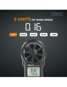 Anemómetro Digital Elitech ANE-200W Bluetooth, Medición de Viento y Temperatura 2