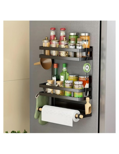 Estante Magnético para Especias PTAEXCEL Negro 37.1x30x11.7 cm