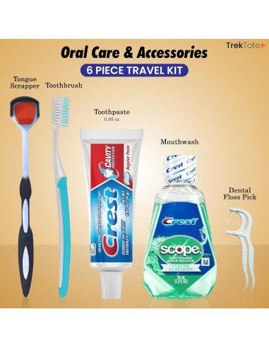 Kit de Cuidado Oral de Viaje Trektote - 6 Piezas Aprobado TSA