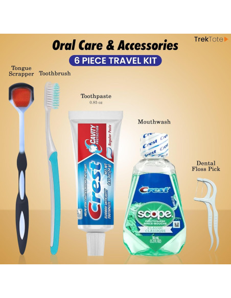Kit de Cuidado Oral de Viaje Trektote - 6 Piezas Aprobado TSA