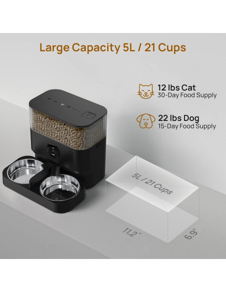 Alimentador Automático WiFi iPettie W5 para 2 Mascotas 5L