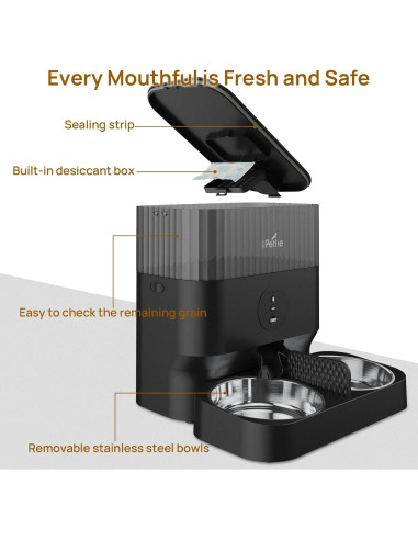 Alimentador Automático WiFi iPettie W5 para 2 Mascotas 5L