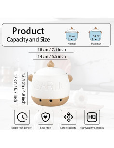 Conservador de Ajo Cerámica Zaposcca 1.54 kg Blanco 2