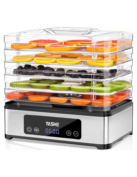 Deshidratadora de Alimentos YASHE FD-1019, 5 Bandejas Acero Inoxidable, 400W