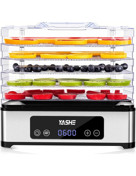 Deshidratadora de Alimentos YASHE FD-1019, 5 Bandejas Acero Inoxidable, 400W