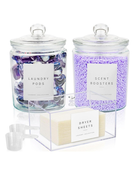 Juego de Almacenamiento para Lavandería Luxenest - 4 Piezas Vidrio