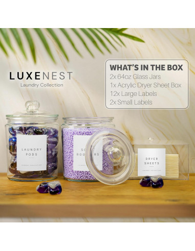 Juego de Almacenamiento para Lavandería Luxenest - 4 Piezas Vidrio