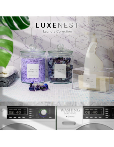 Juego de Almacenamiento para Lavandería Luxenest - 4 Piezas Vidrio