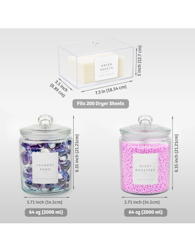 Juego de Almacenamiento para Lavandería Luxenest - 4 Piezas Vidrio